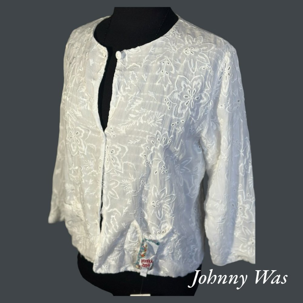 ABFAB!  Johnny Was Valerie Jacket (Reversible) In White  (SZ XS) (NWT)